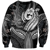 Polynesia Sweatshirt Whale Tale and Polynesian Sunset Plumeria Black - Wonder Print Shop