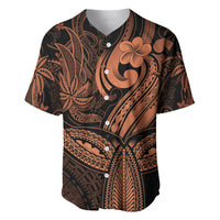 Polynesia Baseball Jersey Whale Tale and Polynesian Sunset Plumeria Gold LT9 - Wonder Print Shop