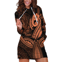 Polynesia Hoodie Dress Whale Tale and Polynesian Sunset Plumeria Gold - Wonder Print Shop
