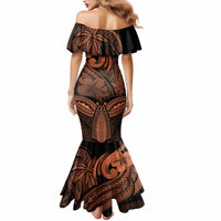 Polynesia Mermaid Dress Whale Tale and Polynesian Sunset Plumeria Gold - Wonder Print Shop