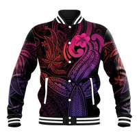Polynesia Baseball Jacket Whale Tale and Polynesian Sunset Plumeria Pink LT9 - Wonder Print Shop
