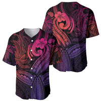 Polynesia Baseball Jersey Whale Tale and Polynesian Sunset Plumeria Pink LT9 - Wonder Print Shop