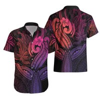 Polynesia Hawaiian Shirt Whale Tale and Polynesian Sunset Plumeria Pink - Wonder Print Shop