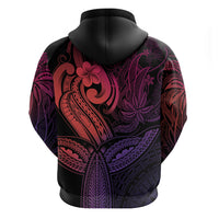 Polynesia Hoodie Whale Tale and Polynesian Sunset Plumeria Pink - Wonder Print Shop