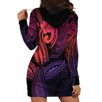 Polynesia Hoodie Dress Whale Tale and Polynesian Sunset Plumeria Pink - Wonder Print Shop
