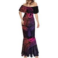 Polynesia Mermaid Dress Whale Tale and Polynesian Sunset Plumeria Pink - Wonder Print Shop