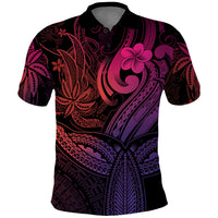 Polynesia Polo Shirt Whale Tale and Polynesian Sunset Plumeria Pink - Wonder Print Shop