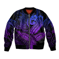 Polynesia Bomber Jacket Whale Tale and Polynesian Sunset Plumeria Purple LT9 - Wonder Print Shop