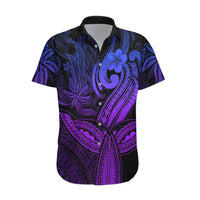 Polynesia Hawaiian Shirt Whale Tale and Polynesian Sunset Plumeria Purple - Wonder Print Shop