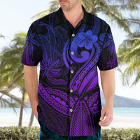 Polynesia Hawaiian Shirt Whale Tale and Polynesian Sunset Plumeria Purple - Wonder Print Shop