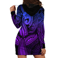 Polynesia Hoodie Dress Whale Tale and Polynesian Sunset Plumeria Purple - Wonder Print Shop