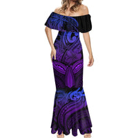 Polynesia Mermaid Dress Whale Tale and Polynesian Sunset Plumeria Purple - Wonder Print Shop