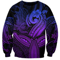 Polynesia Sweatshirt Whale Tale and Polynesian Sunset Plumeria Purple - Wonder Print Shop