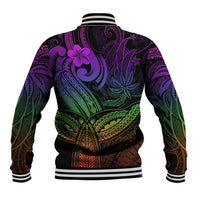 Polynesia Baseball Jacket Whale Tale and Polynesian Sunset Plumeria Rainbow LT9 - Wonder Print Shop