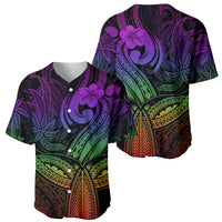 Polynesia Baseball Jersey Whale Tale and Polynesian Sunset Plumeria Rainbow LT9 - Wonder Print Shop