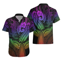 Polynesia Hawaiian Shirt Whale Tale and Polynesian Sunset Plumeria Rainbow - Wonder Print Shop