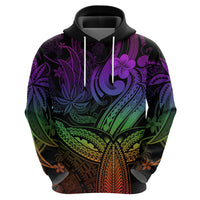 Polynesia Hoodie Whale Tale and Polynesian Sunset Plumeria Rainbow - Wonder Print Shop