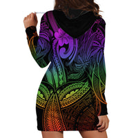 Polynesia Hoodie Dress Whale Tale and Polynesian Sunset Plumeria Rainbow - Wonder Print Shop