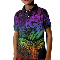 Polynesia Kid Polo Shirt Whale Tale and Polynesian Sunset Plumeria Rainbow - Wonder Print Shop