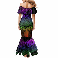 Polynesia Mermaid Dress Whale Tale and Polynesian Sunset Plumeria Rainbow - Wonder Print Shop
