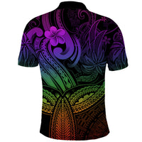 Polynesia Polo Shirt Whale Tale and Polynesian Sunset Plumeria Rainbow - Wonder Print Shop