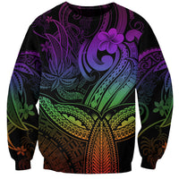 Polynesia Sweatshirt Whale Tale and Polynesian Sunset Plumeria Rainbow - Wonder Print Shop