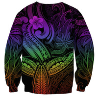 Polynesia Sweatshirt Whale Tale and Polynesian Sunset Plumeria Rainbow - Wonder Print Shop