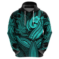 Polynesia Hoodie Whale Tale and Polynesian Sunset Plumeria Turquoise - Wonder Print Shop