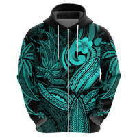 Polynesia Hoodie Whale Tale and Polynesian Sunset Plumeria Turquoise - Wonder Print Shop