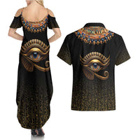 Egypt Eyes Of Horus Couples Matching Summer Maxi Dress and Hawaiian Shirt with Egyptian Hieroglyphs LT9 - Wonder Print Shop