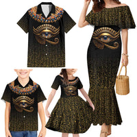 Egypt Eyes Of Horus Family Matching Mermaid Dress and Hawaiian Shirt with Egyptian Hieroglyphs LT9 - Wonder Print Shop