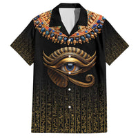 Egypt Eyes Of Horus Family Matching Off The Shoulder Long Sleeve Dress and Hawaiian Shirt with Egyptian Hieroglyphs - Wonder Print Shop
