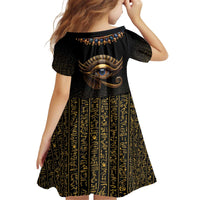 Egypt Eyes Of Horus Family Matching Off Shoulder Short Dress and Hawaiian Shirt with Egyptian Hieroglyphs LT9 - Wonder Print Shop