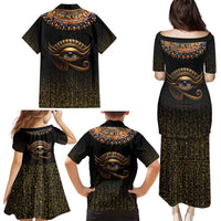 Egypt Eyes Of Horus Family Matching Puletasi and Hawaiian Shirt with Egyptian Hieroglyphs - Wonder Print Shop