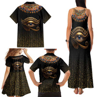 Egypt Eyes Of Horus Family Matching Tank Maxi Dress and Hawaiian Shirt with Egyptian Hieroglyphs - Wonder Print Shop