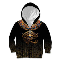 Egypt Eyes Of Horus Kid Hoodie with Egyptian Hieroglyphs - Wonder Print Shop