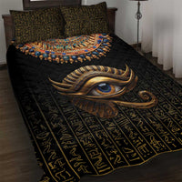 Egypt Eyes Of Horus Quilt Bed Set with Egyptian Hieroglyphs - Wonder Print Shop