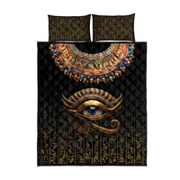 Egypt Eyes Of Horus Quilt Bed Set with Egyptian Hieroglyphs - Wonder Print Shop