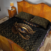 Egypt Eyes Of Horus Quilt Bed Set with Egyptian Hieroglyphs - Wonder Print Shop