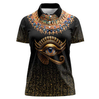 Egypt Eyes Of Horus Women Polo Shirt with Egyptian Hieroglyphs - Wonder Print Shop
