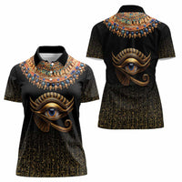 Egypt Eyes Of Horus Women Polo Shirt with Egyptian Hieroglyphs - Wonder Print Shop