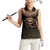 Egypt Eyes Of Horus Women Sleeveless Polo Shirt with Egyptian Hieroglyphs - Wonder Print Shop