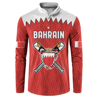 Custom Bahrain Cricket Button Sweatshirt Coat of arms of Bahrain with Sporty Pattern LT9 - Wonder Print Shop