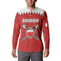 Custom Bahrain Cricket Button Sweatshirt Coat of arms of Bahrain with Sporty Pattern LT9 - Wonder Print Shop