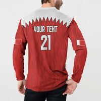 Custom Bahrain Cricket Button Sweatshirt Coat of arms of Bahrain with Sporty Pattern LT9 - Wonder Print Shop