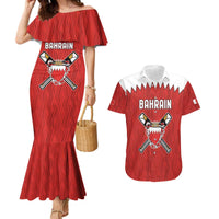 Custom Bahrain Cricket Couples Matching Mermaid Dress and Hawaiian Shirt Coat of arms of Bahrain with Sporty Pattern LT9 - Wonder Print Shop