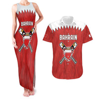 Custom Bahrain Cricket Couples Matching Tank Maxi Dress and Hawaiian Shirt Coat of arms of Bahrain with Sporty Pattern LT9 - Wonder Print Shop