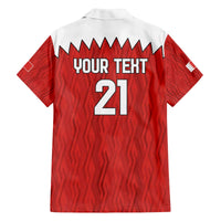 Custom Bahrain Cricket Family Matching Off The Shoulder Long Sleeve Dress and Hawaiian Shirt Coat of arms of Bahrain with Sporty Pattern - Wonder Print Shop