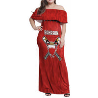Custom Bahrain Cricket Family Matching Off Shoulder Maxi Dress and Hawaiian Shirt Coat of arms of Bahrain with Sporty Pattern LT9 - Wonder Print Shop
