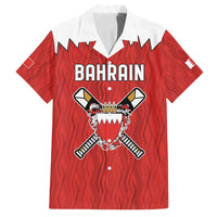 Custom Bahrain Cricket Family Matching Off Shoulder Short Dress and Hawaiian Shirt Coat of arms of Bahrain with Sporty Pattern LT9 - Wonder Print Shop